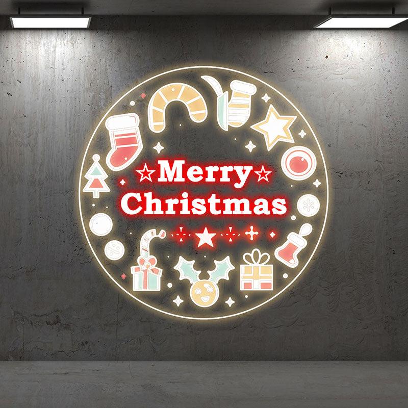 Creative Round Merry Christmas Neon signs | Gift & Text Decoration, Light Up the Holiday Spirit