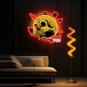 Dirty Skull With Graffity Neon Sign Light Artwork