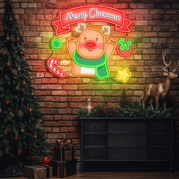 Shining Through the Snow: A Neon Reindeer Christmas Neon Sign Light Artwork