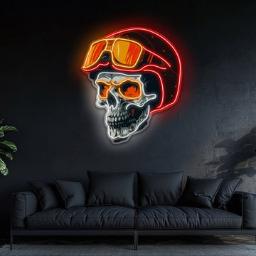 Radiant Revenant: Skull and Helmet Neon Sign Light Artwork
