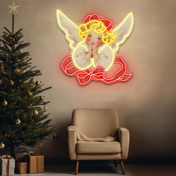 Angelic Blessings for a Peaceful Christmas Neon Sign Light Artwork