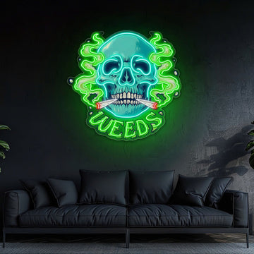 Skull & Smoke: A Blazing Vision Neon Sign Light Artwork