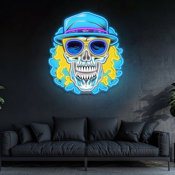 Death's Vacation: Skulls in Paradise Neon Sign Light Artwork