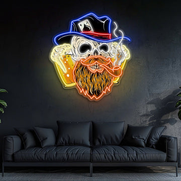 Lucky Death: Beer, Cards, & Chaos Neon Sign Light Artwork