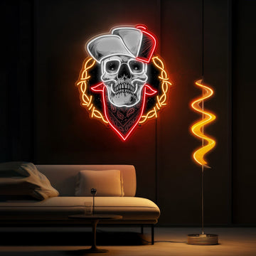 Head of the Dead: Neon Skull with Hat Neon Sign Light Artwork
