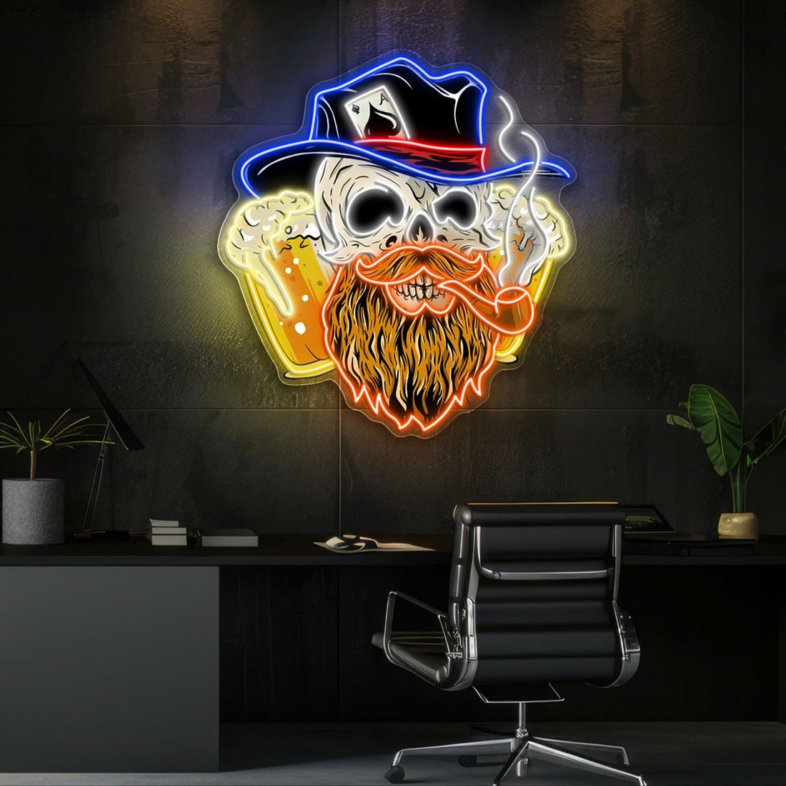 Lucky Death: Beer, Cards, & Chaos Neon Sign Light Artwork