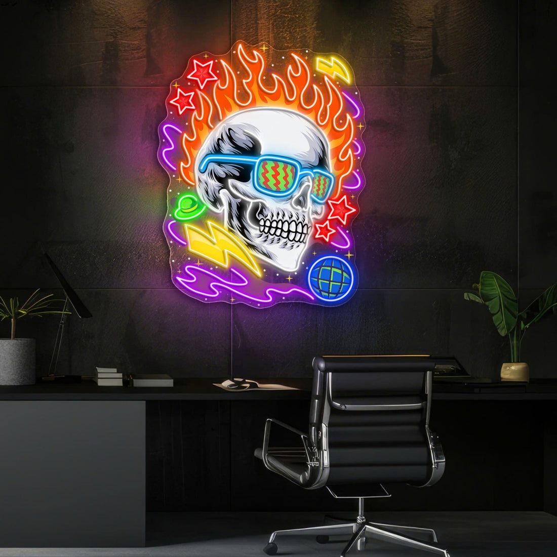 Neon Skull: A Vivid Glow of Rebellion Neon Sign Light Artwork
