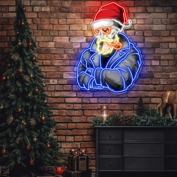 Smoking Santa's Shadow Neon Sign Light Artwork