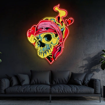Skull & Love: A Neon Romance Neon Sign Light Artwork