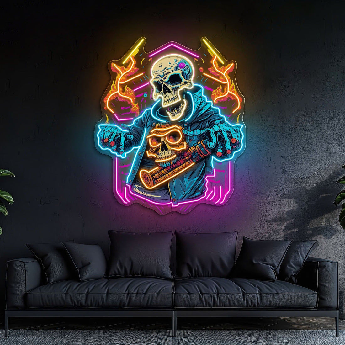Skull Beats: Neon Vibes from the Grave Neon Sign Light Artwork