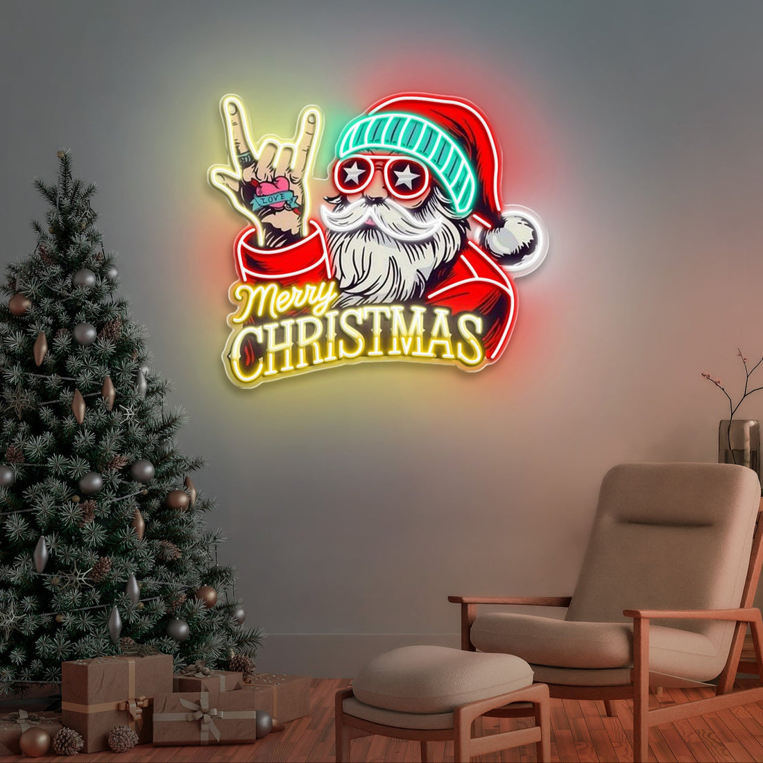 Santa Says YOLO: Christmas Glow Neon Sign Light Artwork
