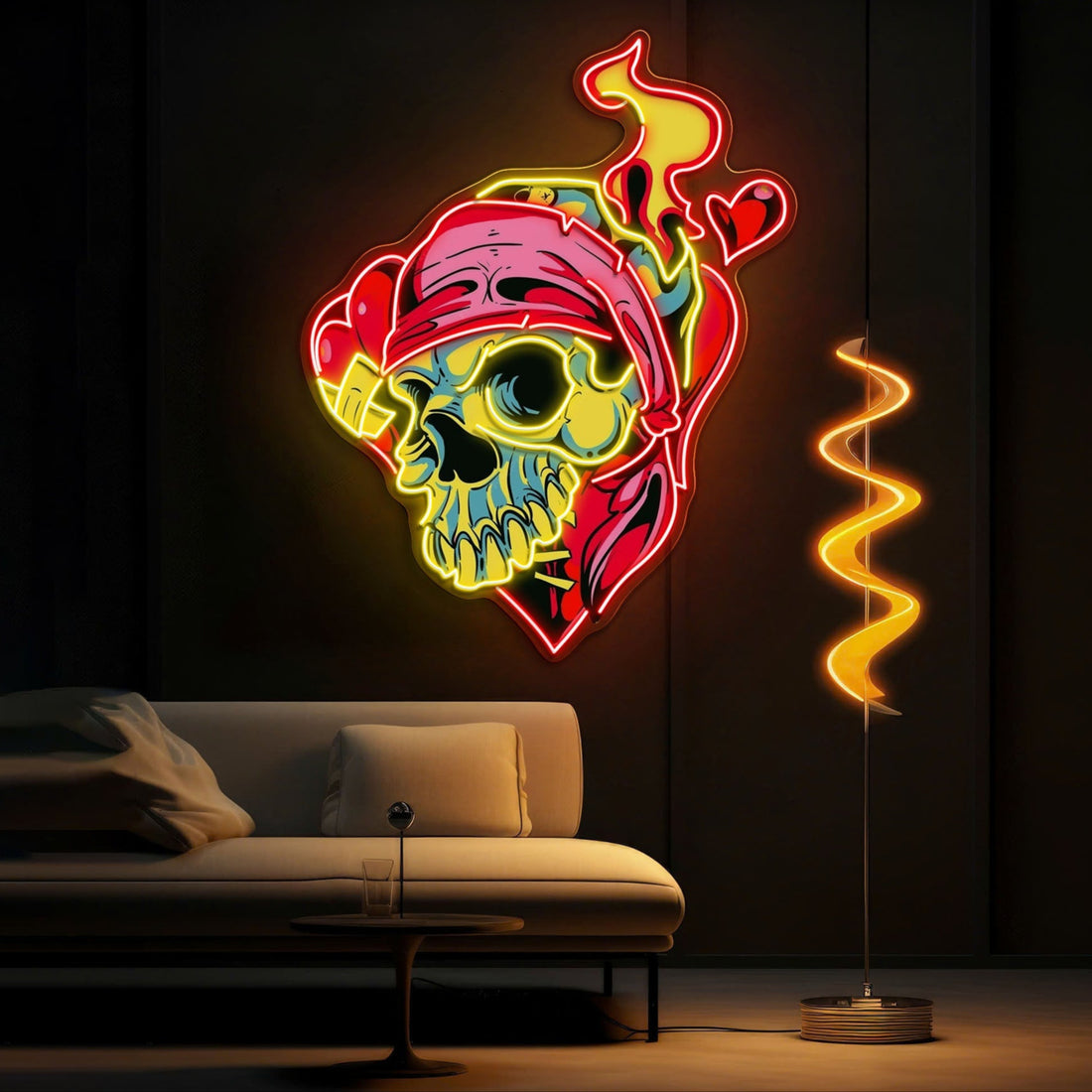 Skull & Love: A Neon Romance Neon Sign Light Artwork