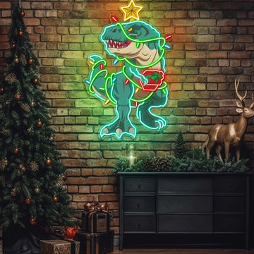 Merry Rex-mas Neon Sign Lights Artwork