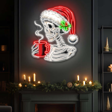 Skull & Sip: Christmas Chill Neon Sign Light Artwork