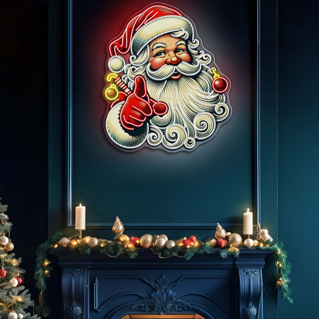 Sweet Santa: A Smile for Christmas Neon Sign Light Artwork