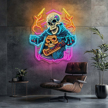 Skull Beats: Neon Vibes from the Grave Neon Sign Light Artwork