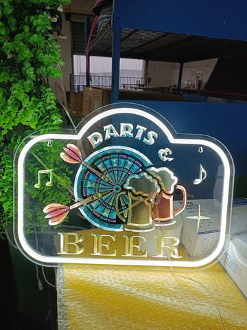 3D embossed neon signs, acrylic light guide plates, BEER series signage, customizable content and patterns