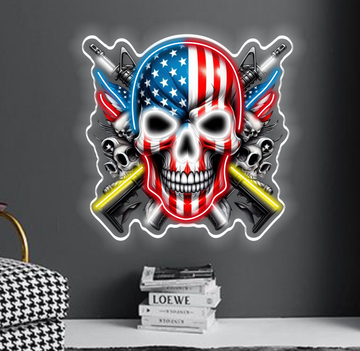 Dark series, national flag, skull, cool Neon Sign