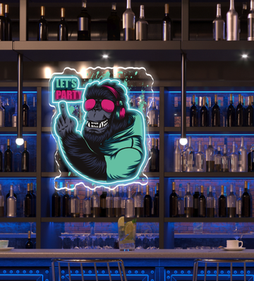 Cool gorilla, bar party, LED neon lights, nightclub decoration, let's party Neon Sign
