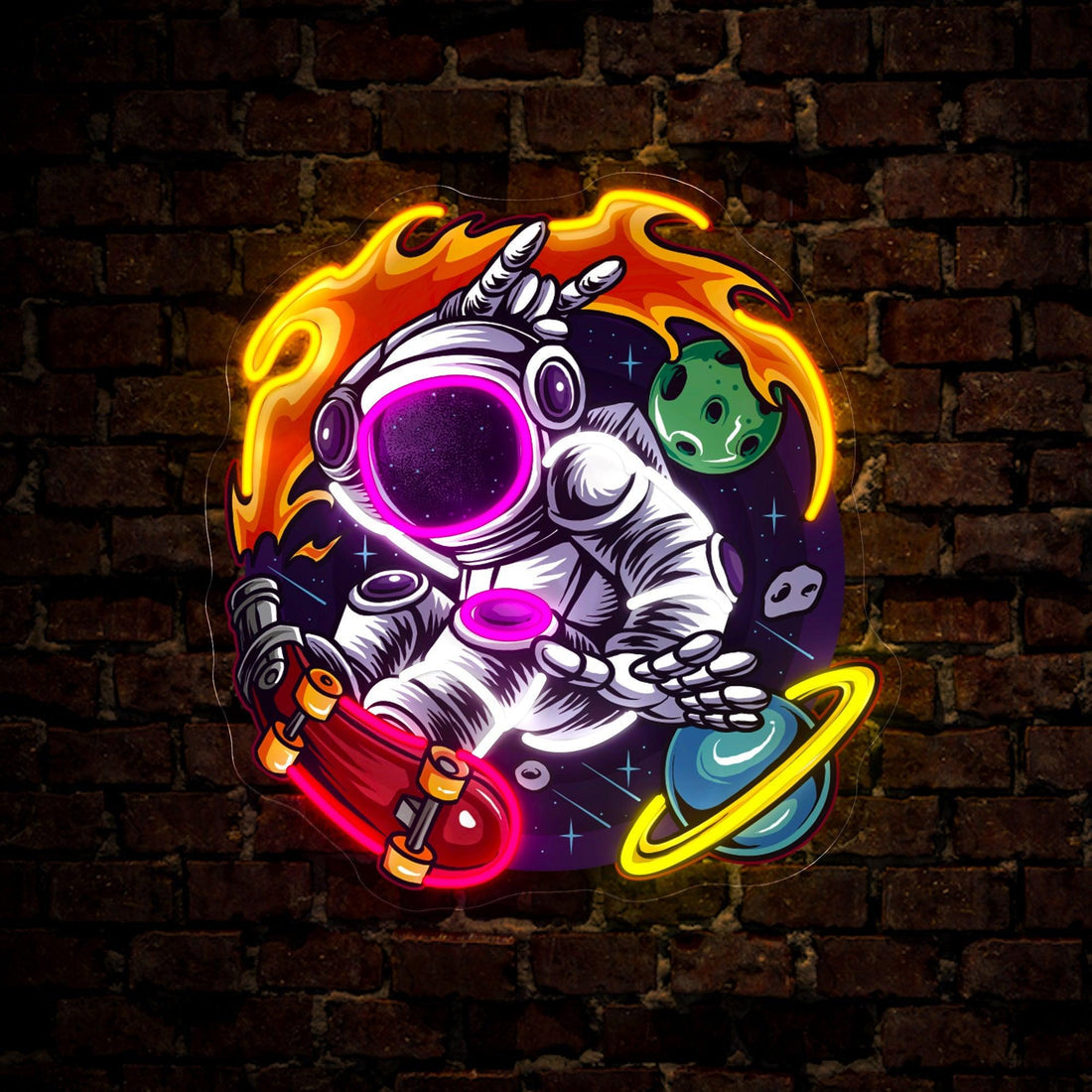 Astronaut Fishing Artwork Led Neon Sign