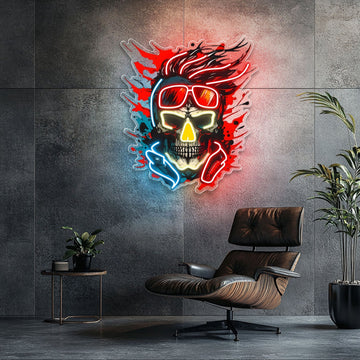 Vision of the Undead: Neon Skull & Glasses Neon Sign Light Artwork