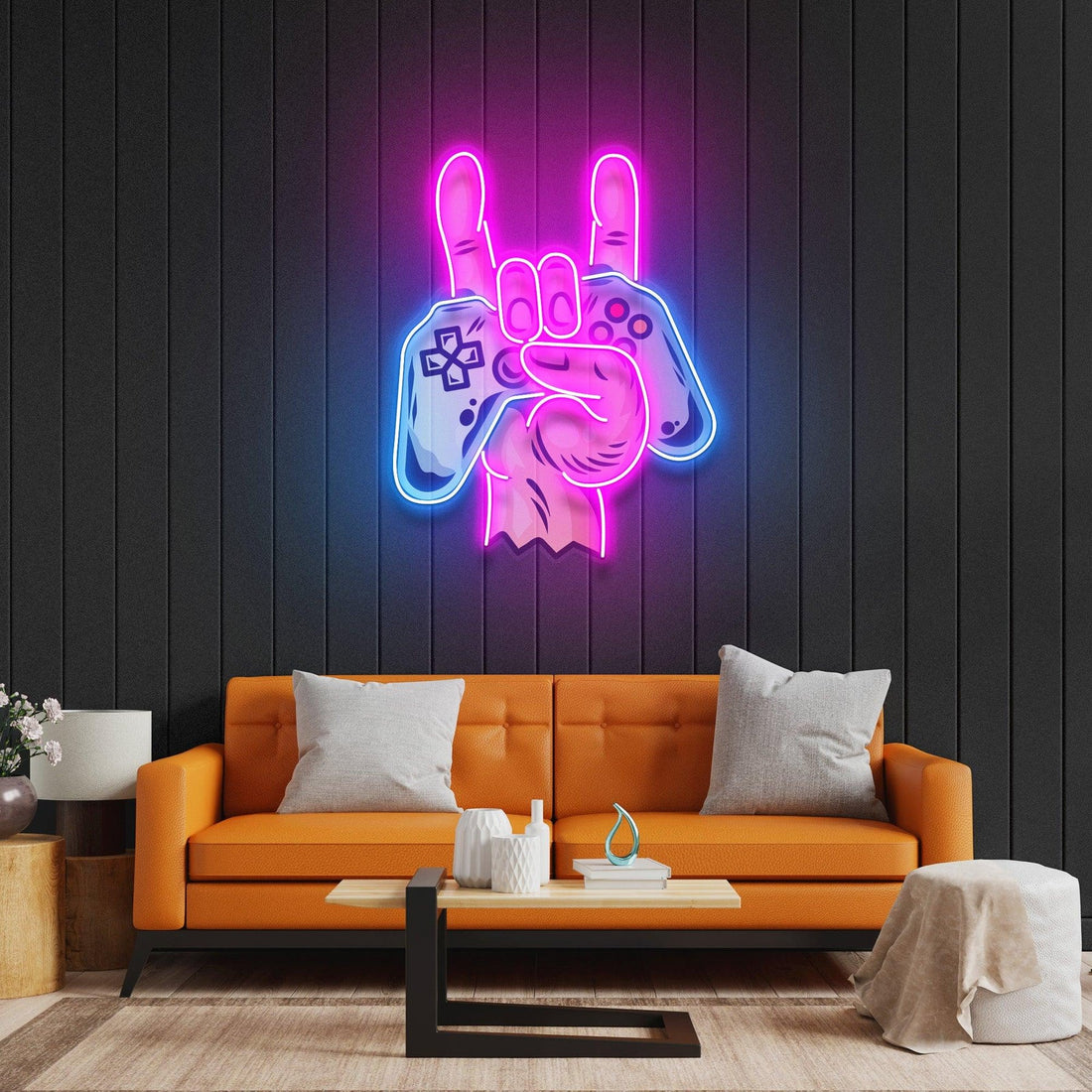Game Hands Led Neon Sign Acrylic Artwork