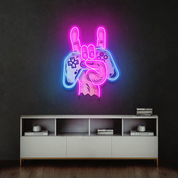 Game Hands Led Neon Sign Acrylic Artwork