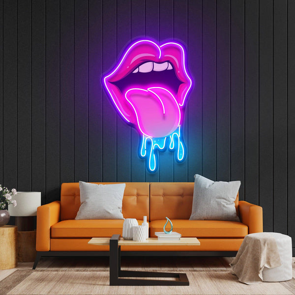 Lips Dripping Led Neon Sign Acrylic Artwork