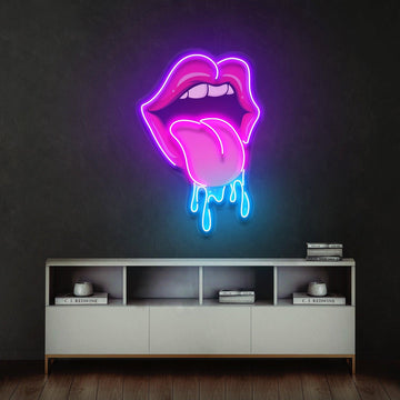 Lips Dripping Led Neon Sign Acrylic Artwork