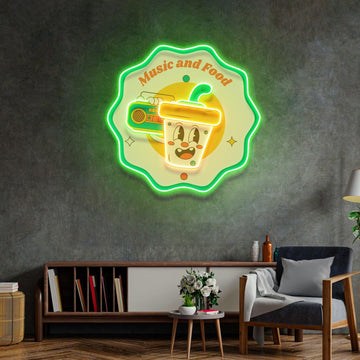 Music Food Led Neon Sign  Acrylic Artwork