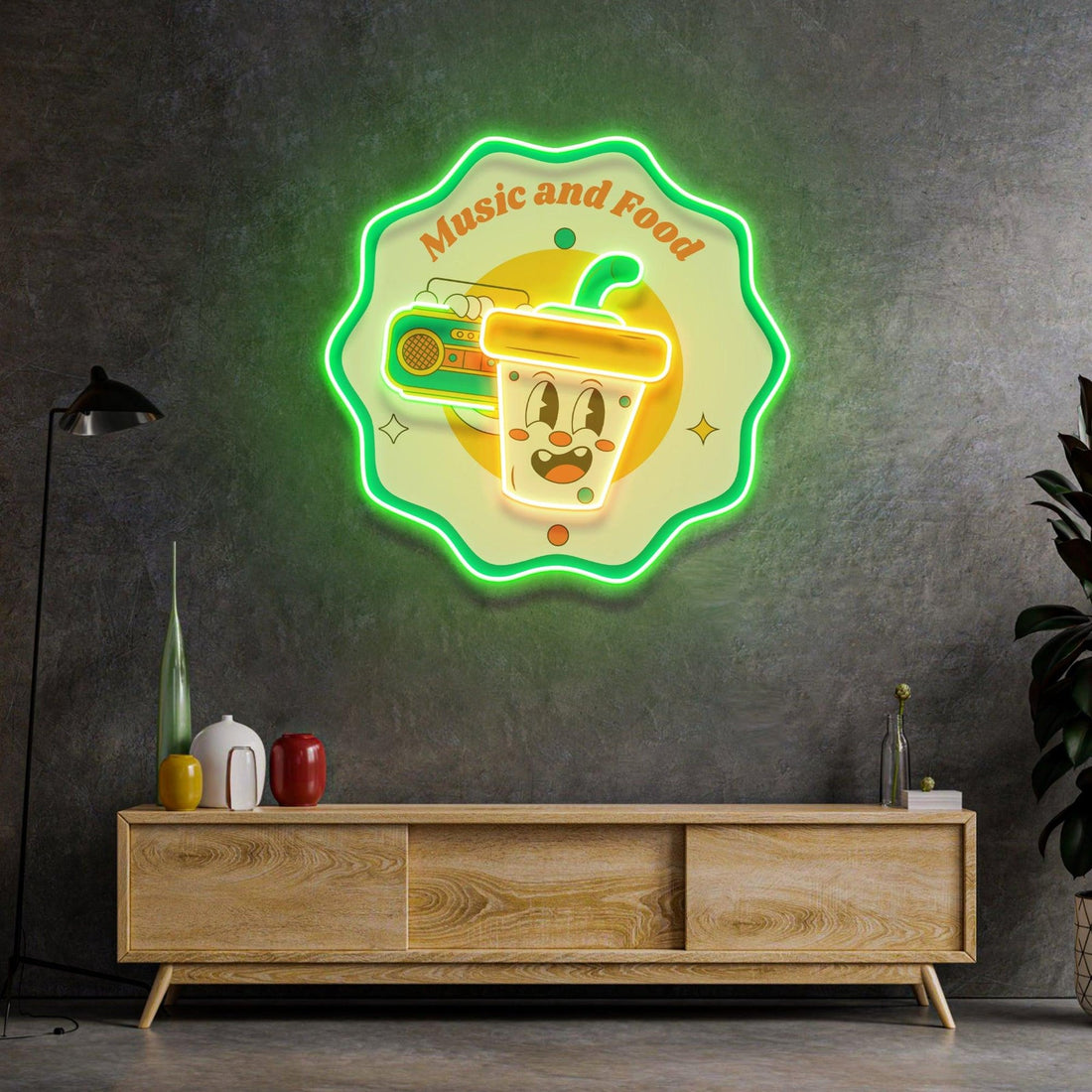Music Food Led Neon Sign  Acrylic Artwork