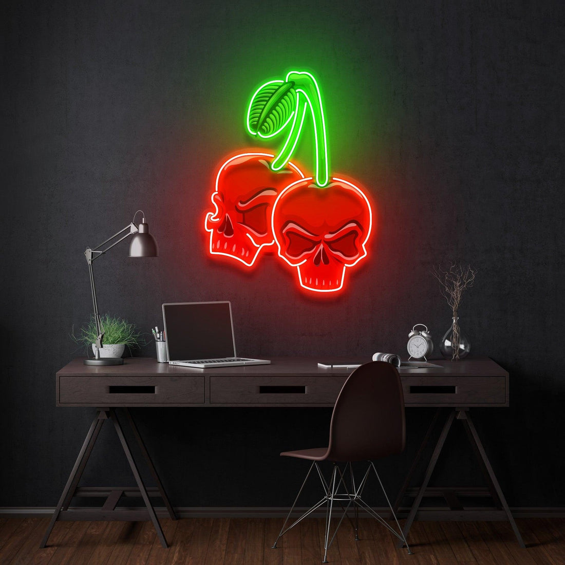 Skull Cherry Led Neon Sign Acrylic Artwork