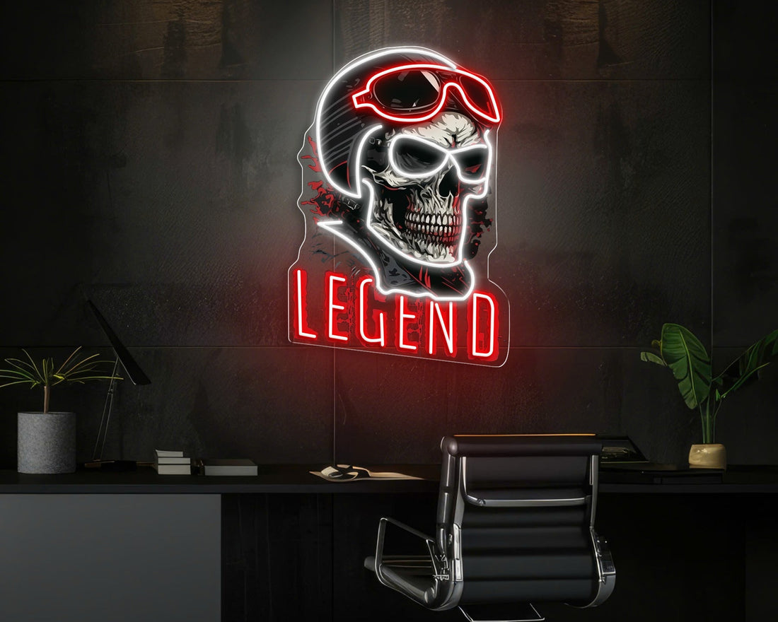 Rogue Rider: Neon Skull & Helm Neon Sign Light Artwork