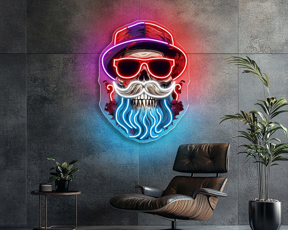 Neon Cheers: A Skull’s Refined Style Neon Sign Light Artwork