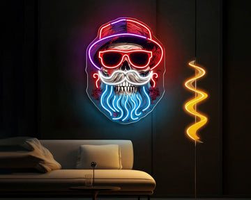 Neon Cheers: A Skull’s Refined Style Neon Sign Light Artwork