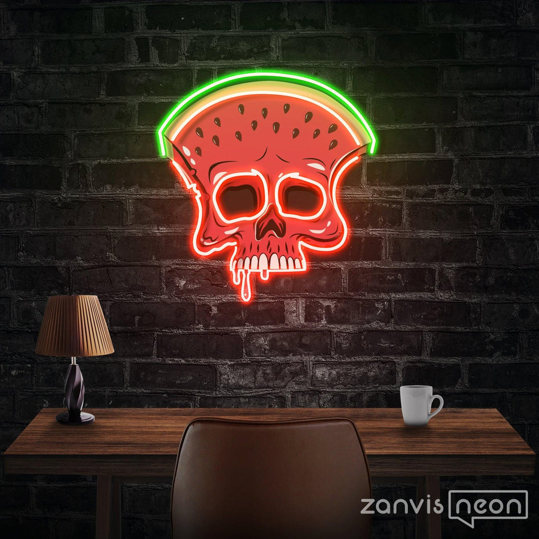 Watermelon Skull Led Neon Sign Acrylic Artwork