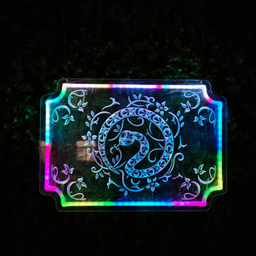 Embossed neon lights, RGBW, acrylic light guide plates, snake logos, customizable graphics