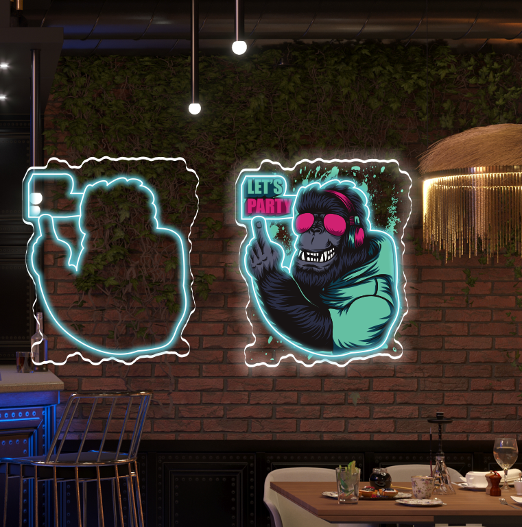 Cool gorilla, bar party, LED neon lights, nightclub decoration, let's party Neon Sign