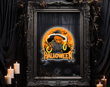 Halloween, pumpkin, atmosphere, spooky festival atmosphere neon