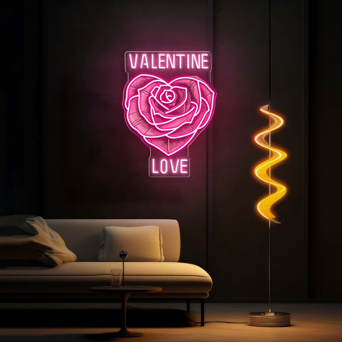 Love in Full Bloom: A Neon Valentine Best Gift For Valentine Neon Sign Light Artwork