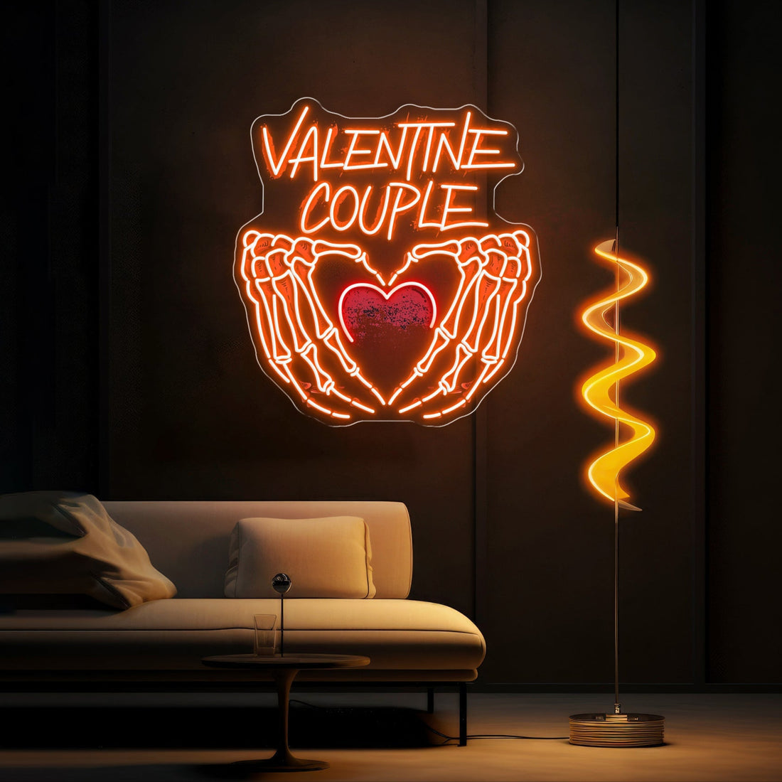 Skeleton Love: A Heart of Bones Best Gift For Valentine Neon Sign Light Artwork