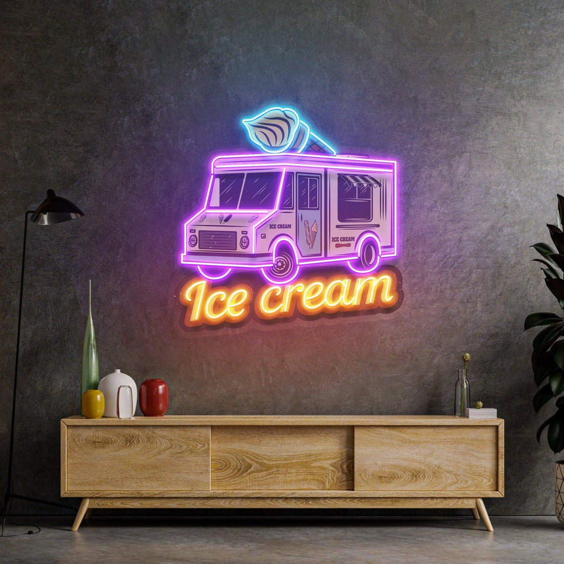 Ice Cream Bus Led Neon Sign Acrylic Artwork