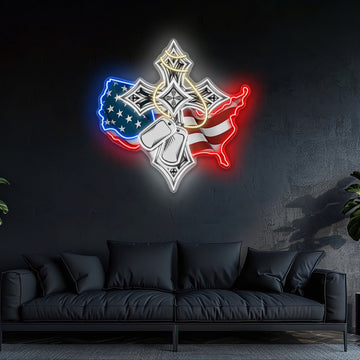Blessed by Freedom, Guided by Faith best Gift for Veteran Neon Sign Light Artwork
