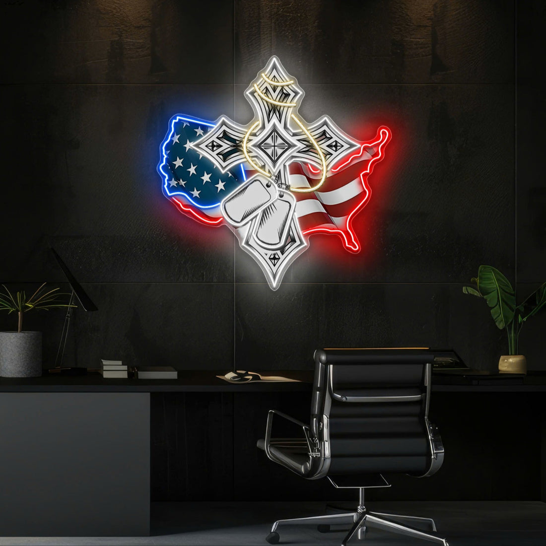 Blessed by Freedom, Guided by Faith best Gift for Veteran Neon Sign Light Artwork